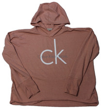 Calvin Klein Jeans CK Logo Hoodie Women's Size XL Pink Pullover Athleisure Y2K