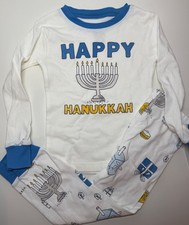 Carter's Hanukkah pajama set new Size 3T menorah dreidel white blue PJs Pants