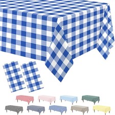 2 Pack Blue Gingham Tablecloth, 54 x 108 Inches Blue and White Checkered Tablecl