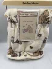 NEW Winnie the Pooh Bear Collection Plush Baby Blanket Piglet Cream Tan 30x40