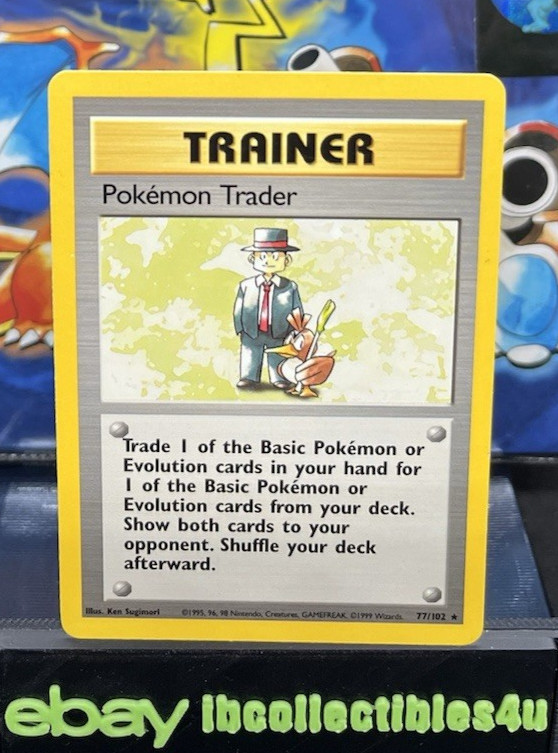 Pokemon Trader 77/102 Base Set - Rare Pokemon Card - LP -1999 WOTC FREE SHIPPING