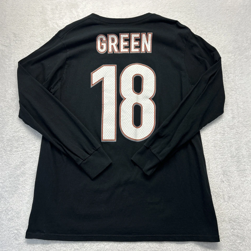 Camisa Cincinnati Bengals Verde 18 Para Hombre XL Negra Manga Larga NFL Majestuosa Foto 3 de 4