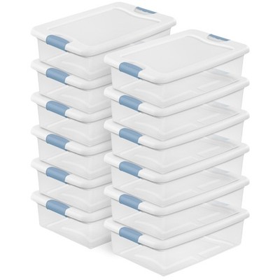 Sterilite 32 Qt Plastic Clear Stackable Latching Storage Box Container (12 Pack)
