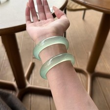 Certified Natural Grade AAA Ice Light Green Burmese Jade Jadeite Bracelet Bangle