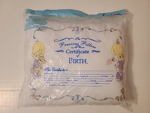 NIP Precious Moments Certificate Of Birth Keepsake Pillow 9x12 SEALED