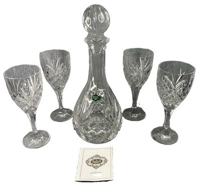 Shannon 24% Lead Crystal 7-pc Dublin Wine Set 13  Silver Plated Serving Tray
