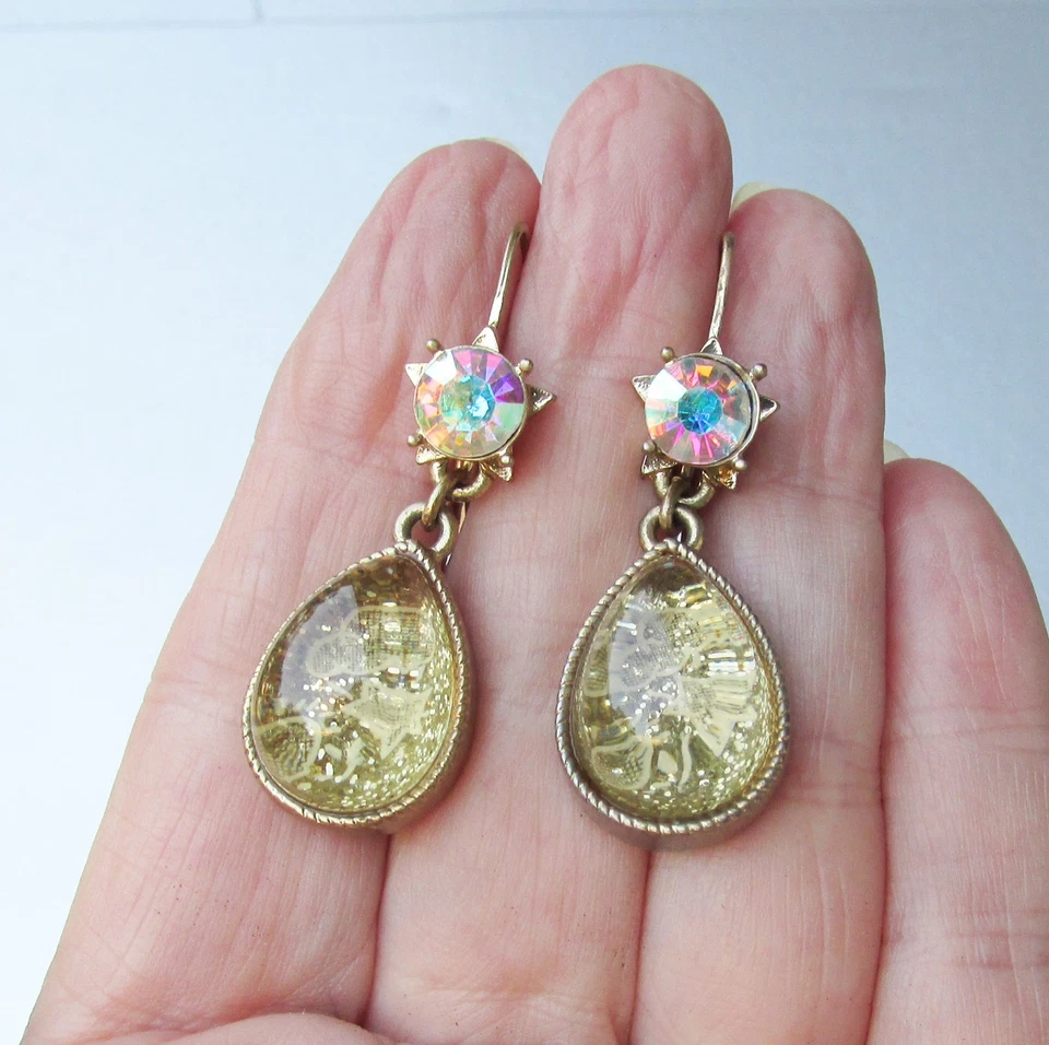 Betsey Johnson StarGAZER 闪耀云星 Sun Lucite 眼泪耳环 罕见 — 第 4/4 张图片