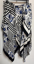 Anthropologie Maeve Silky Asymmetrical Midi Skirt Floral Smock Blue Small