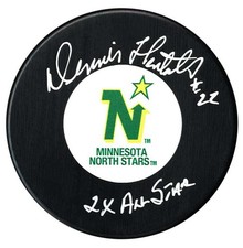 Dennis Hextall Minnesota North Stars Autographed All Star Inscribed Puck NO TARI