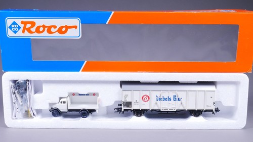 H0 DC Roco 44143 Bierwagen-Set Diebels DB mit Opel Blitz in OVP #GO_1695 | Zustand: Gebraucht
