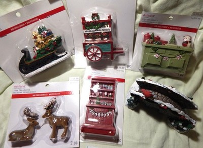 Ashland Tiny Treasures Christmas Lot #5 Sled/Cart/Shelf/Deer/Bridge