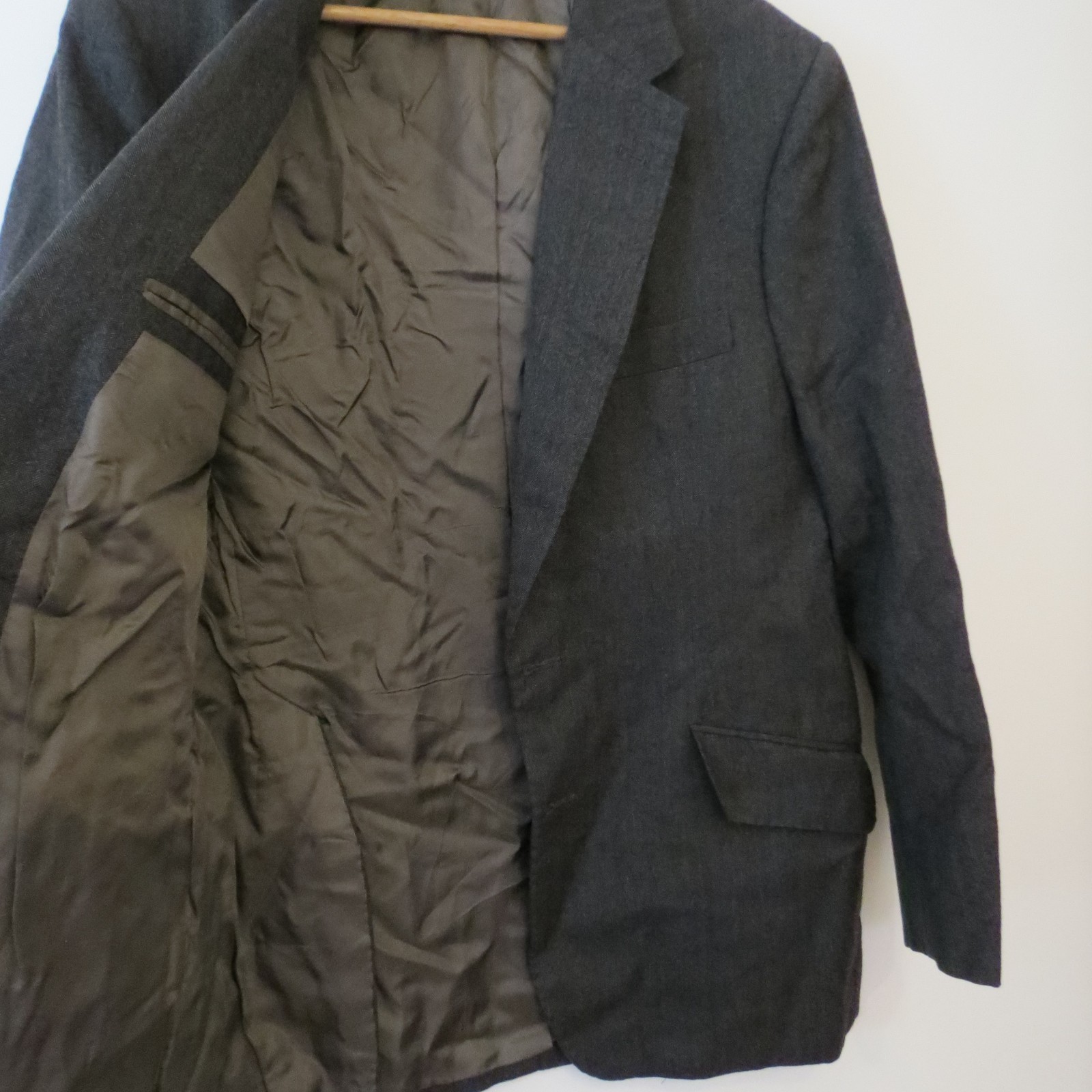 FILA J.G. su misura Giacca di lana Chappell Blazer 38 grigio spina di pesce Savile Row London