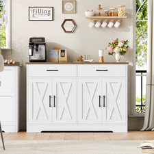 Kitchen Sideboard Cabinet 120cm Worktop Drawers Storage Unit White Black Home