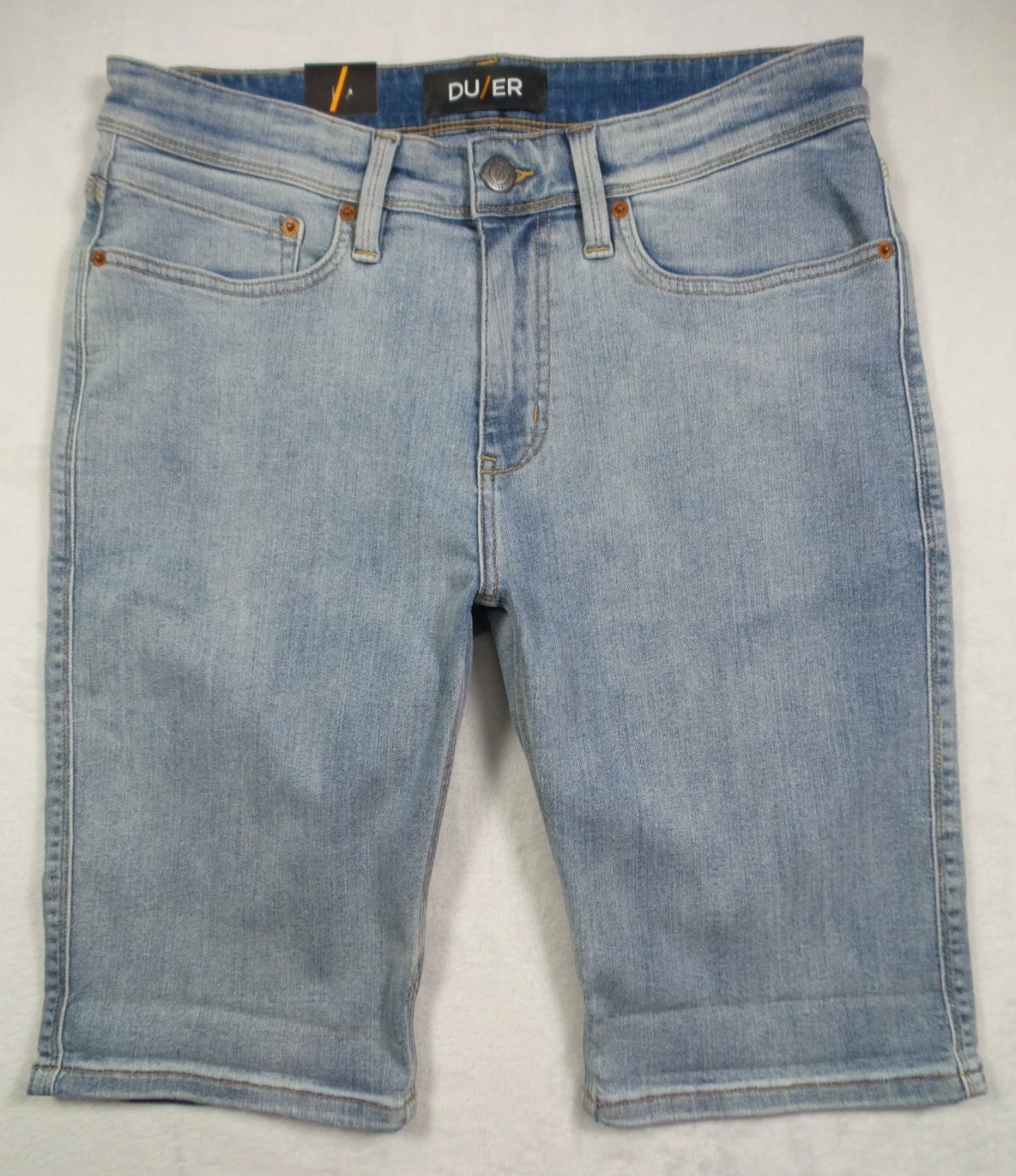 DUER DU/ER Jean Shorts Mens Size 32 Blue Performance Commuter L2X Slim Fit NWT