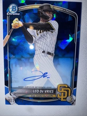 Leo De Vries 2024 Bowman Chrome Auto Blue Sapphire /199 Prospect Athletics