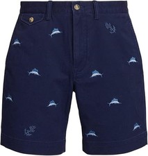 Polo Ralph Lauren Shorts Men 34 Stretch Classic Fit 9" Navy Sailfish Anchor NWT