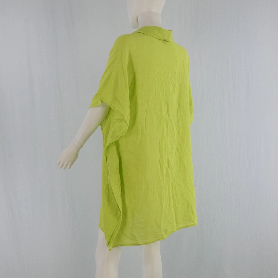 Vestido camisero de playa verde eléctrico neón 100 % algodón gasa talla L Foto 3 de 4