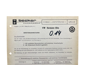 Entstör-Anleitung VW Karmann Ghia / Becker  Autoradio