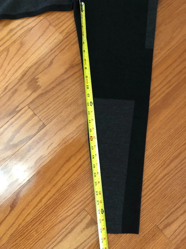 Leggings Eileen Fisher pequena preta cinza mistura de lã merino colorblock nova com etiquetas - Imagem 4 de 4