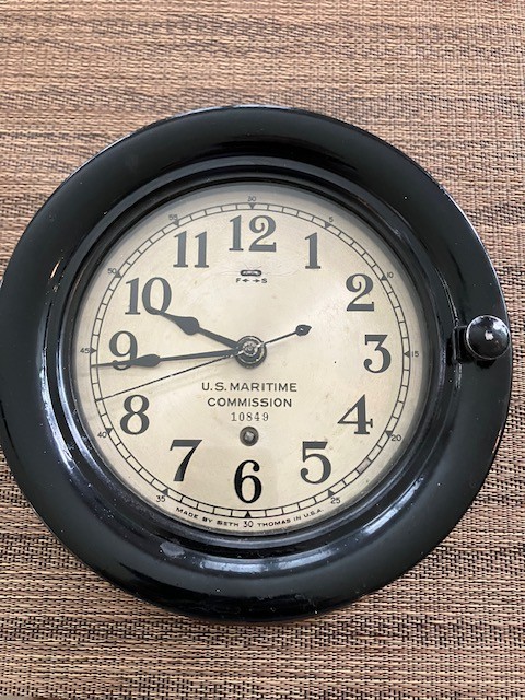 WWll Seth Thomas US Maritime Commission Ship's Clock. Running Well.