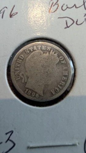 1896 Barber Dime AG Condition Better Date Philadelphia Mint 90% Silver