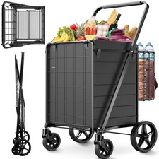 Folding Shopping Cart for Groceries,360 lbs Capacity Grocery Cart with