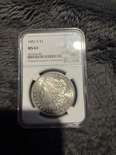 1881 S Silver Morgan Dollar San Francisco USA MS 63 NGC Graded Mint State rare