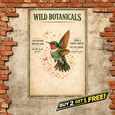 Welcome Into The Garden Botanical Metal Sign Outdoor Wall Decor 8x12