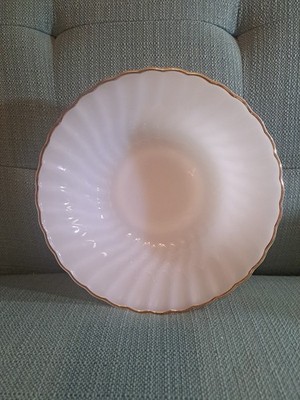 Vintage Fire King White Milk Glass Swirl Vegetable Serving Bowl 8.5 inch-Classic