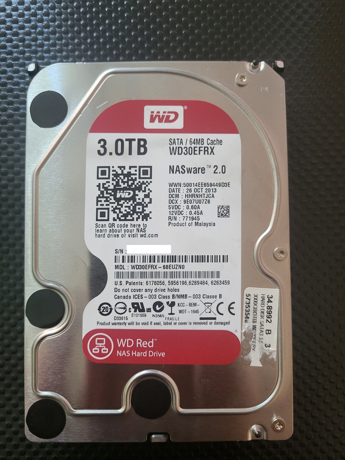 WD Red 3TB WD30EFRX HDD NAS SATA 3.5" CMR - SMART OK - Sanitizzato - Report