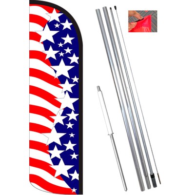 Star Spangled Windless Feather Flag Bundle (Complete Kit) OR Optional Replacemen