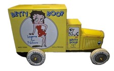 Vintage 1990 Schylling Yellow Betty Boop Lingerie  Notions Tin Delivery Truck