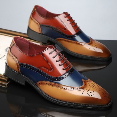 Men's Shoes Business Formal Pointed Toe Dress Oxfords Patent Leather Lace Up Man