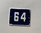 Vintage Enamel Porcelain Locker Number 64 Door Sign