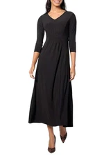 Women with Control Attitudes by Renee Regular Smockwaist V-Neck Maxi Dress Black