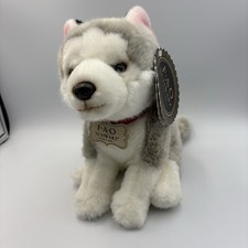 FAO Schwarz Siberian Husky Puppy Dog Toy Plush 10  Heterochromia Eyes Ultra Soft