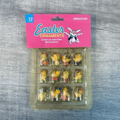 Set Of 12 Easter Egg Ornaments Chickens New In Package Vintage