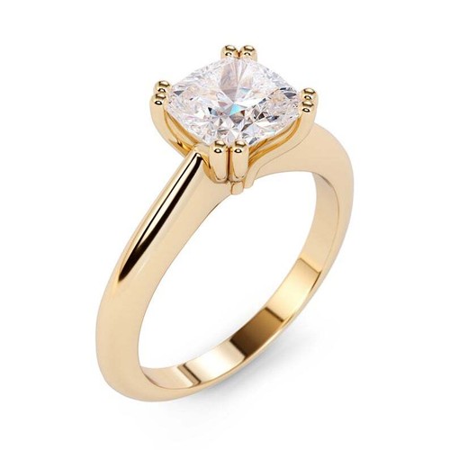 2.00 Ct Cushion Simulated Diamond Wedding Ring 14K Solid Yellow Gold Size 5 6 - Picture 2 of 5