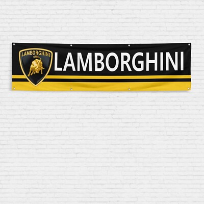 For Lamborghini Car Enthusiast 2x8 ft Flag Racing Show Garage Wall Decor Banner