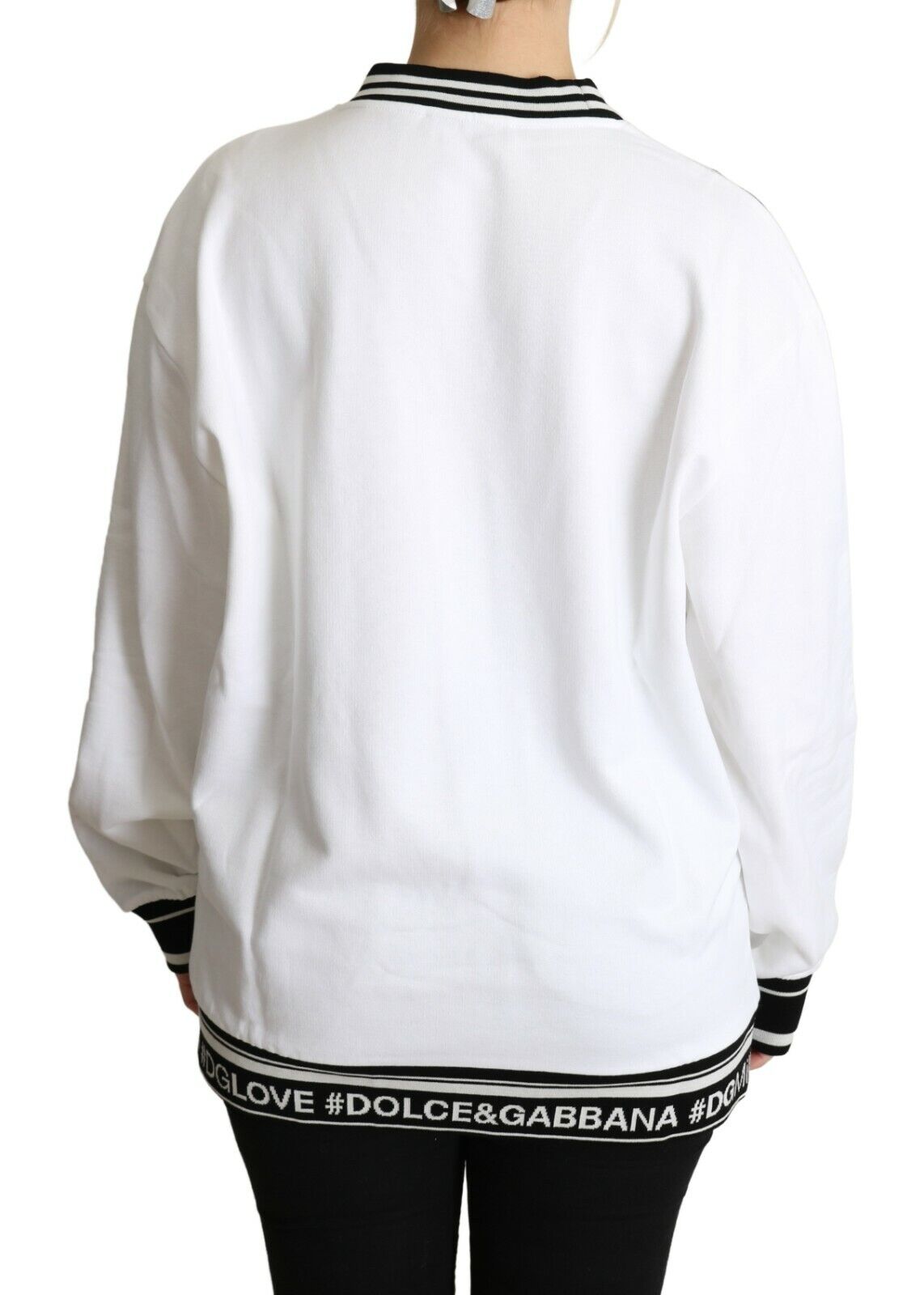 DOLCE & GABBANA Millennials Sweater White Logo Top Pullover IT40/US6/S $1000