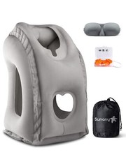 Inflatable Travel Pillow Multi Functional Neck Support with Eye Mask Earplugs