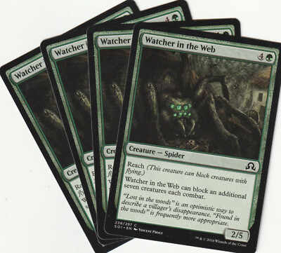   4 MAGIC The Gathering WATCHER IN THE WEB Green Creature PLAYSET SOI/EN 2016