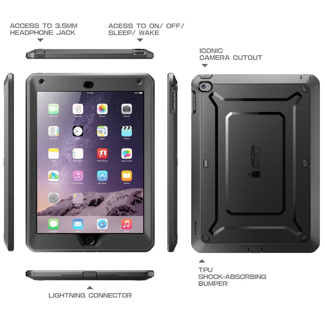 SUPCASE iPad Air 2 Case, Full-body Protective Case Cover w/ Screen
