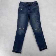 Universal Thread High Rise Straight Jeans Raw Hem Cropped Distressed Womens 2/26