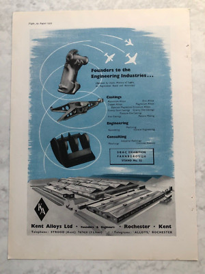 1952 Flugzeugwerbung KENT LEGIERUNGEN GRÜNDER ENGINEERING GUSSINGS BERATUNG