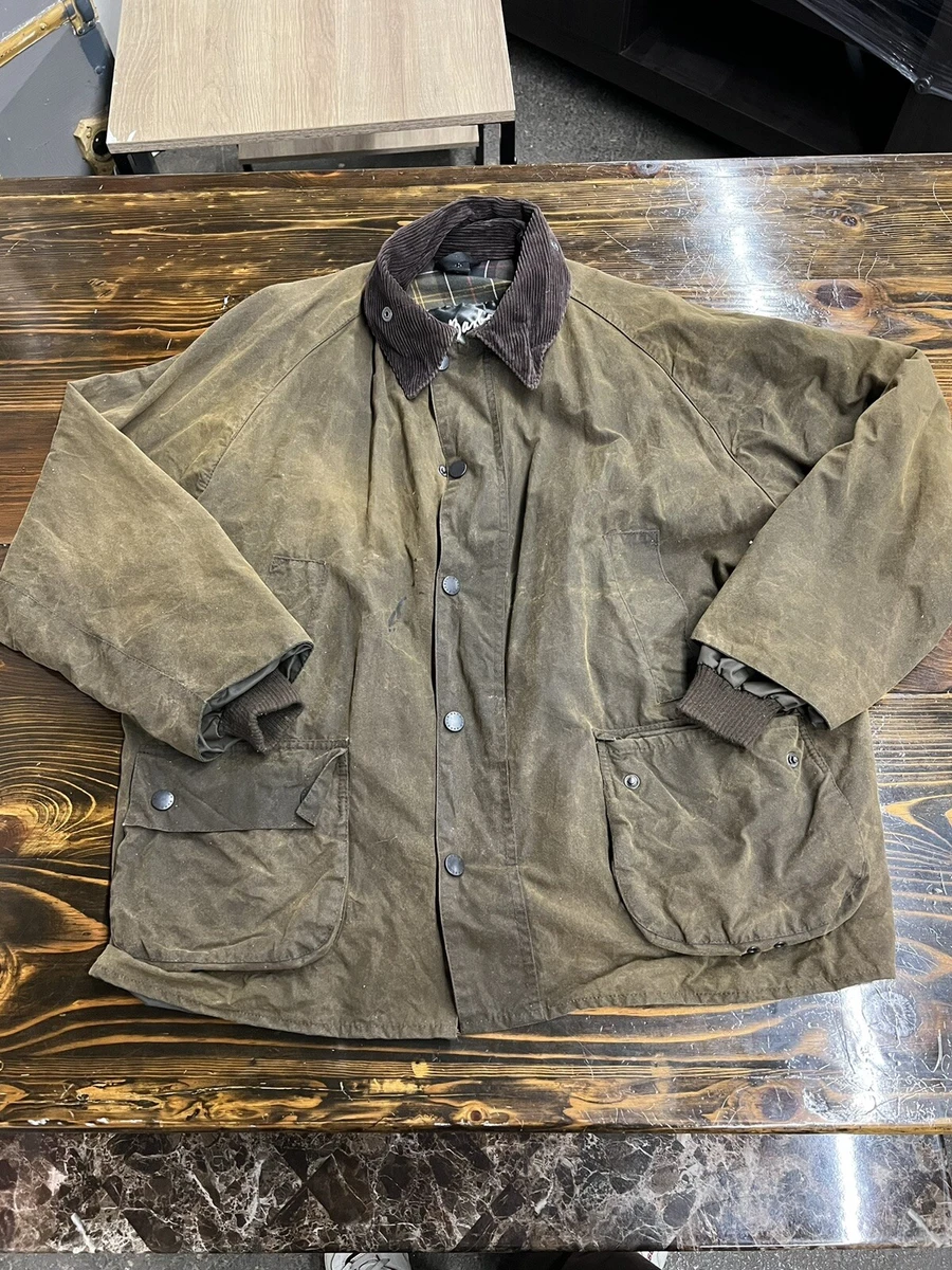 HOT VTG BARBOUR @ A835 BEDALE WAXED Cotton PLAID LINED BROWN COAT