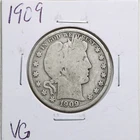 1909 50C Barber Liberty Head Half Dollar in VG Condition #3741
