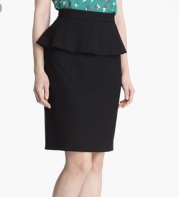 Vince Camuto Black Peplum Pencil Skirt Size Fully Lined Small