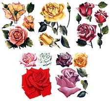Vinyl Wall Stickers/VINTAGE COLORFUL ROSE FLOWERS/Waterproof, Outdoor, Wall-Safe