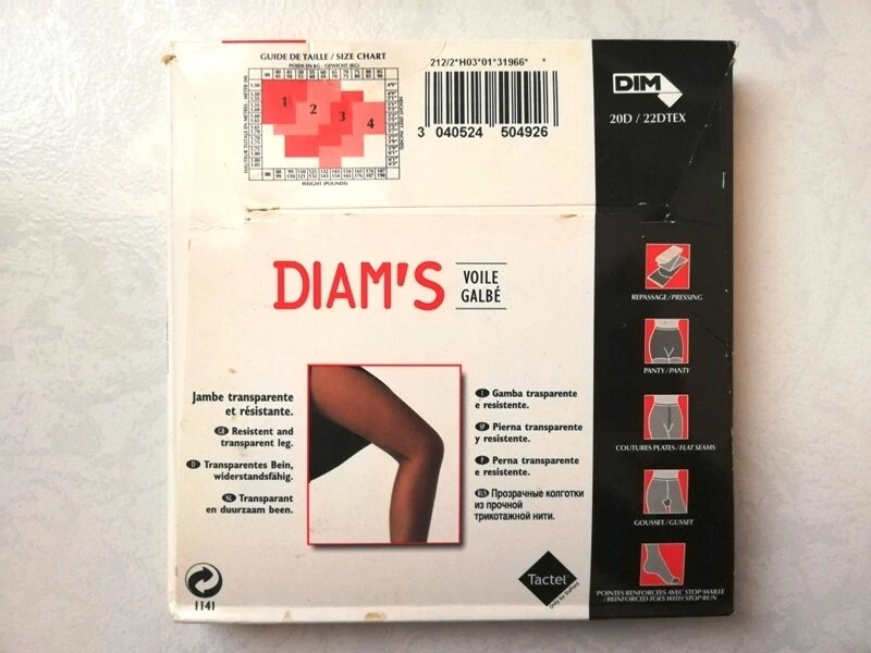 DIM DIAM S COLLANT VOILE GALBE 20 DEN TAILLE 3 COULEUR JOUR eBay